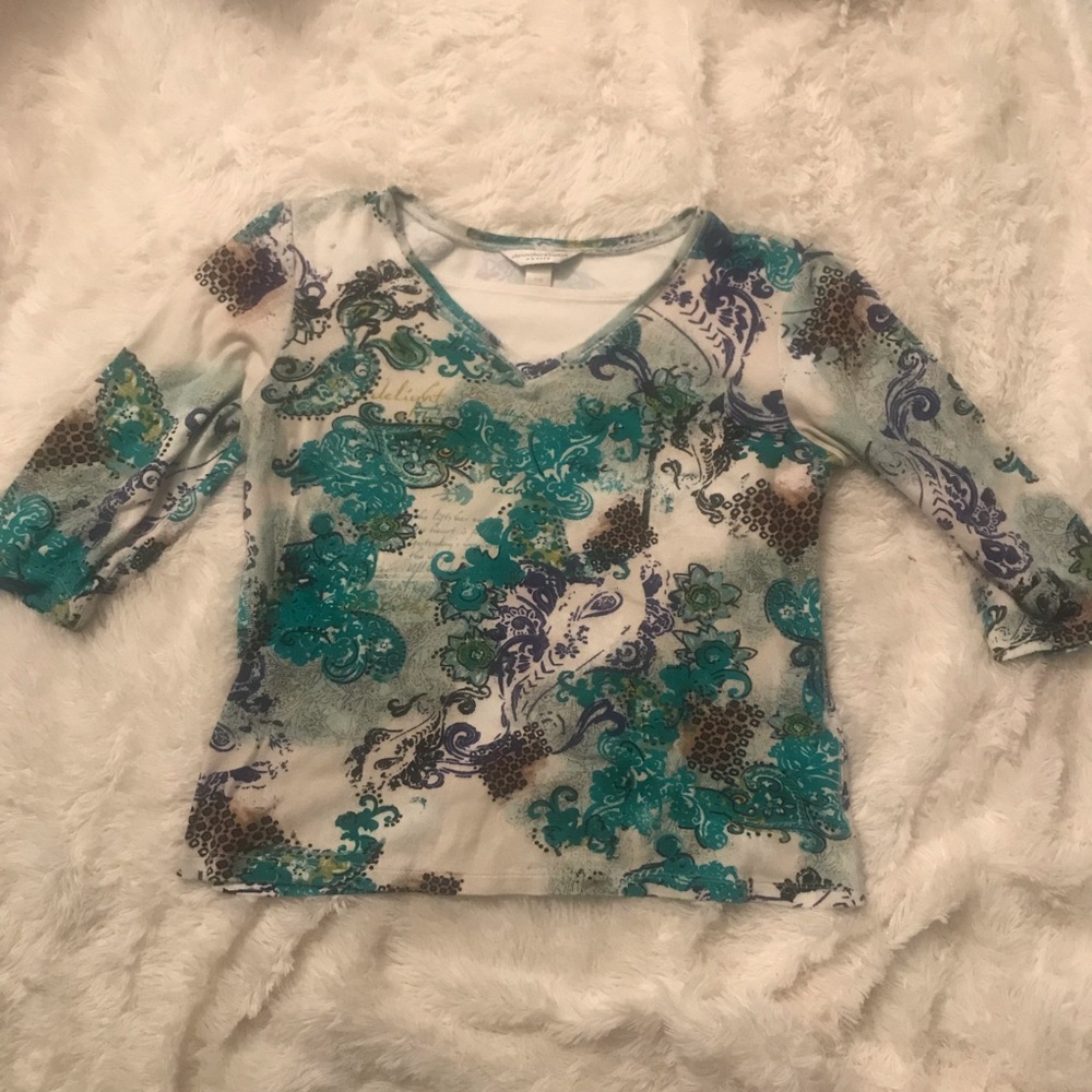🎃 Christopher Banks 3/4 sleeve top petite medium